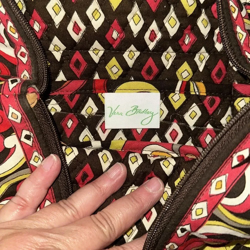 Vera Bradley Brown Floral Paisley Shoulder Purse Handbag Tote Bag Classic Style